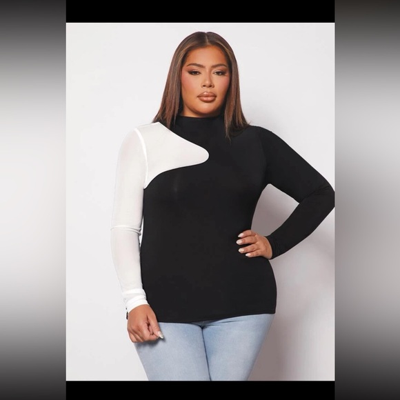 Two tone mock neck shirt - Picture 1 of 3